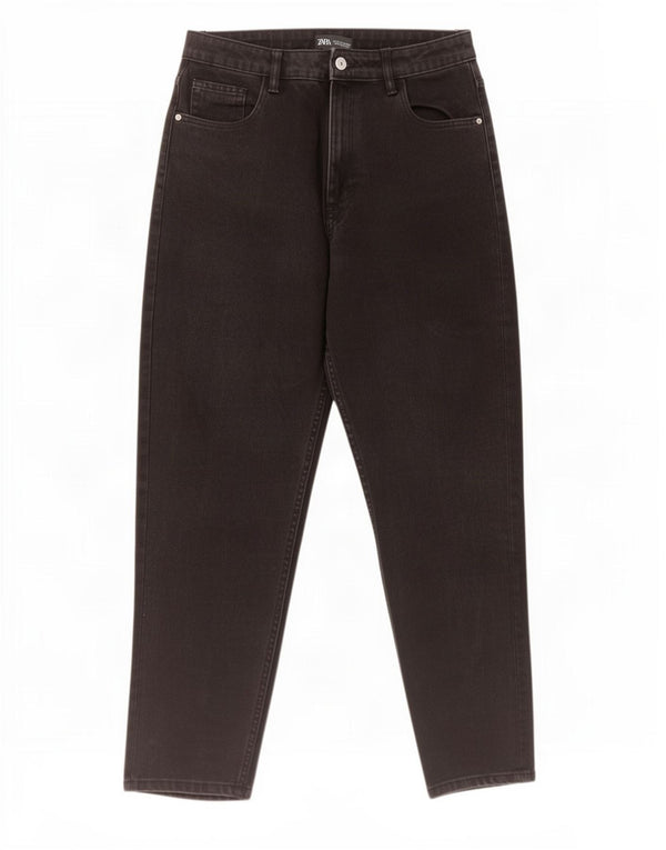 Zara Damen High Rise Tapered Jeans EU 40 Medium W30 L27 Schwarze Baumwolle
