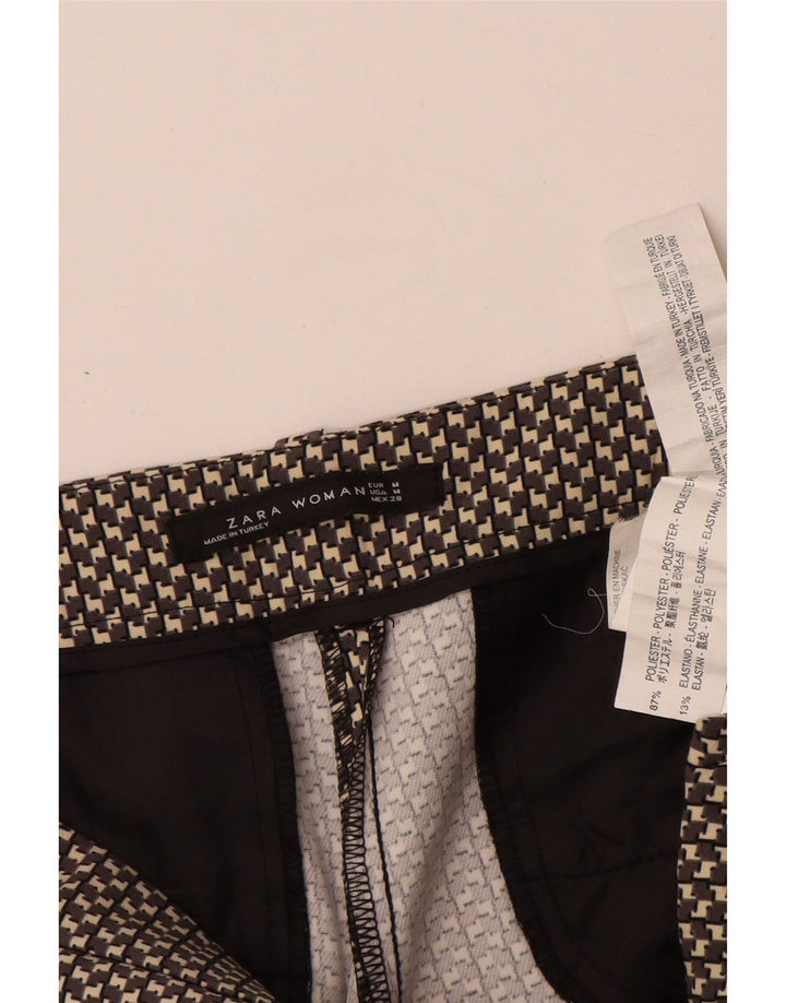Schmale Freizeithose für Damen von Zara, mittelgroß, W28, L29, graues geometrisches Polyester