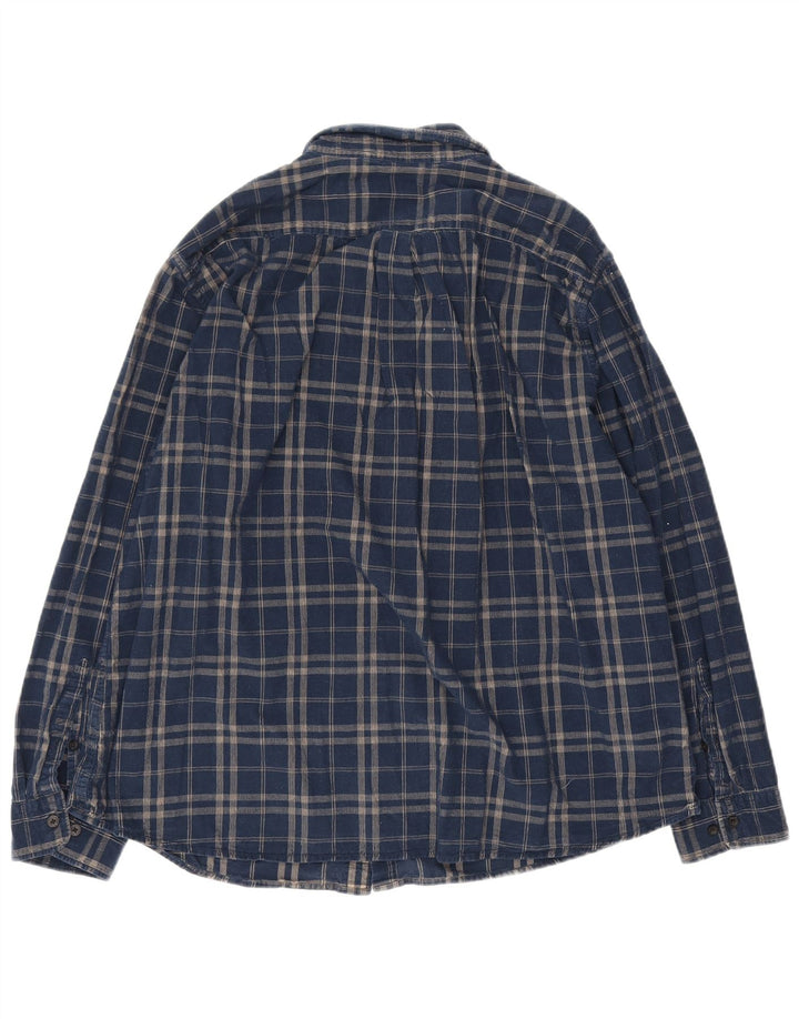 Marks & Spencer Herren Cordhemd 3XL Marineblau kariert Baumwolle