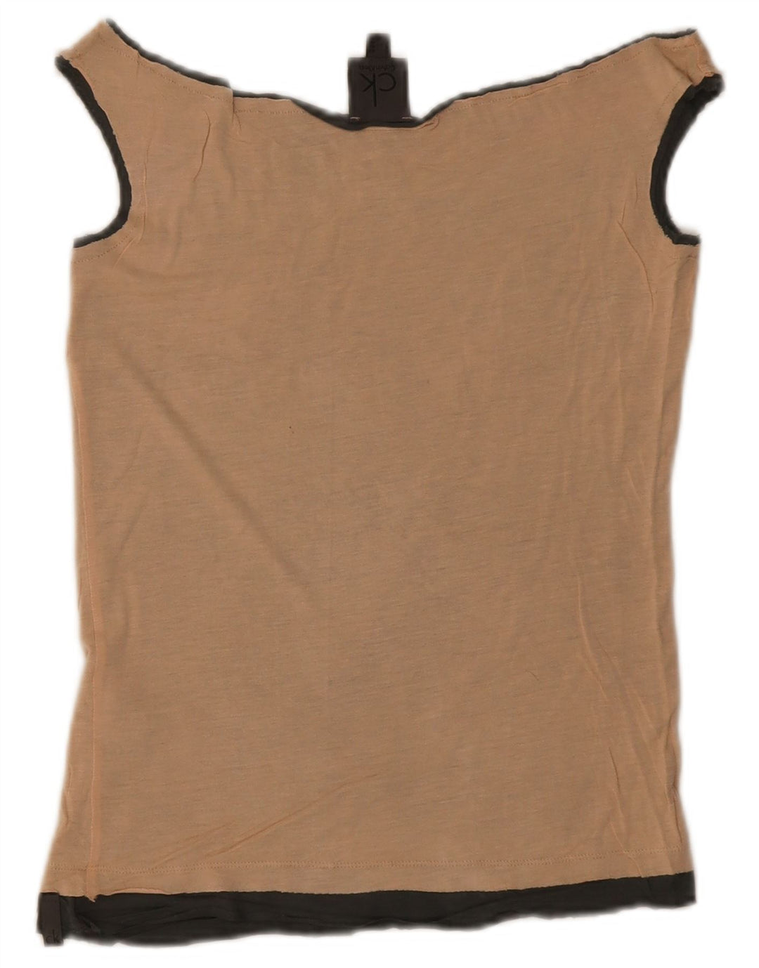 Calvin Klein Damen Crop Off Shoulder Top US 12 Large Beige Colourblock