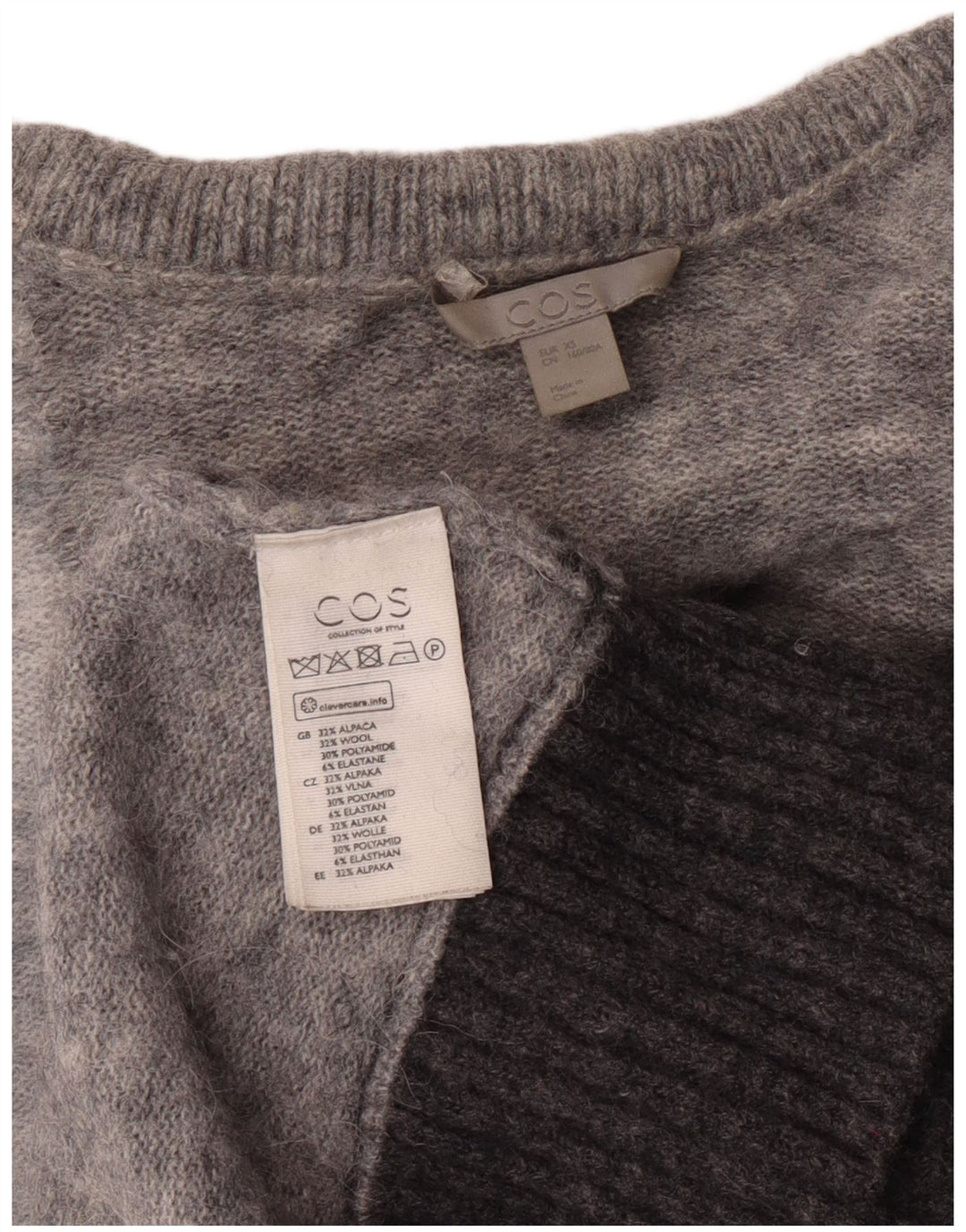 Cos Rollkragenpullover für Damen, Gr. 6, XS, Grau, Colourblock-Alpakawolle