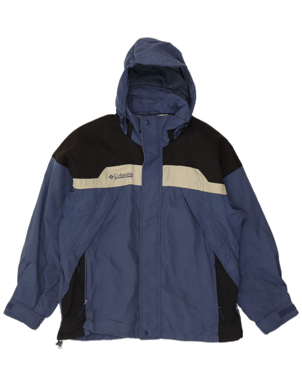 Champion Herren-Windbreakerjacke mit Kapuze, UK 40, Größe L, blaues Colourblock-Nylon