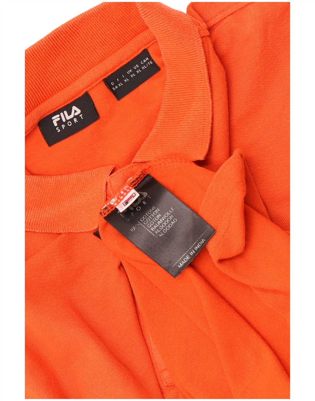 Fila Herren Poloshirt XL Orange Baumwolle