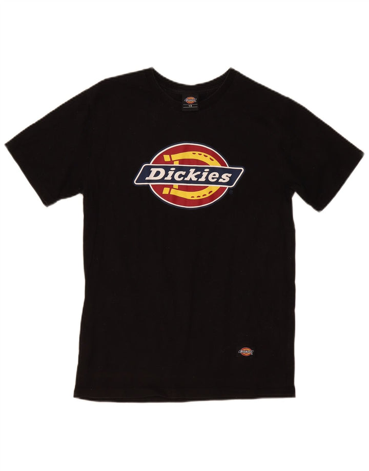 Dickies Damen Grafik-T-Shirt-Oberteil UK 14 Medium Schwarz