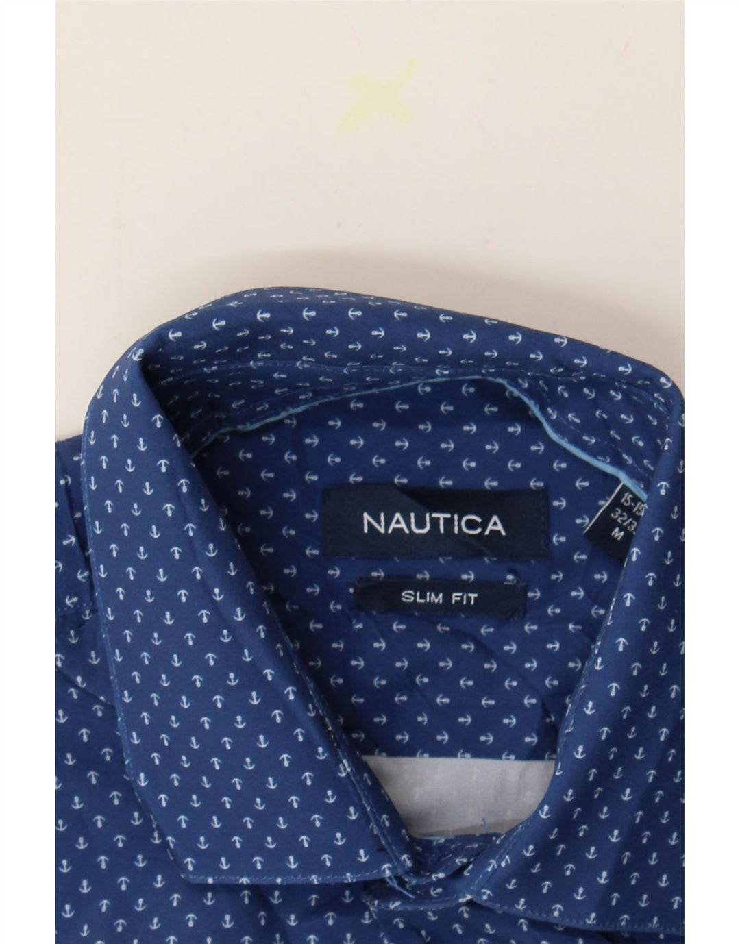 NAUTICA Mens Abstract Pattern Slim Fit Shirt Size 15 15 1/2 Medium Blue Vintage Nautica and Second-Hand Nautica from Messina Hembry 