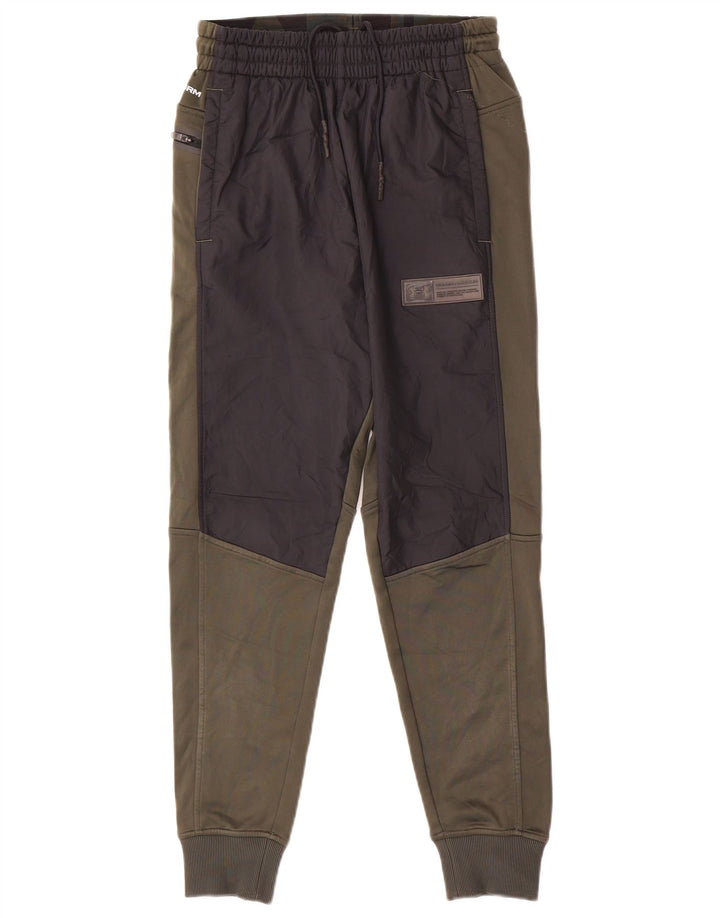 UNDER ARMOUR Mens Tracksuit Trousers Joggers Small  Khaki Colourblock