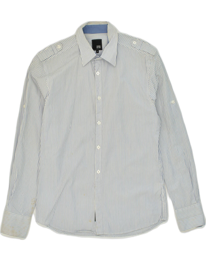 JACK & JONES Mens Shirt Medium Grey Pinstripe Cotton | Vintage Jack & Jones | Thrift | Second-Hand Jack & Jones | Used Clothing | Messina Hembry 