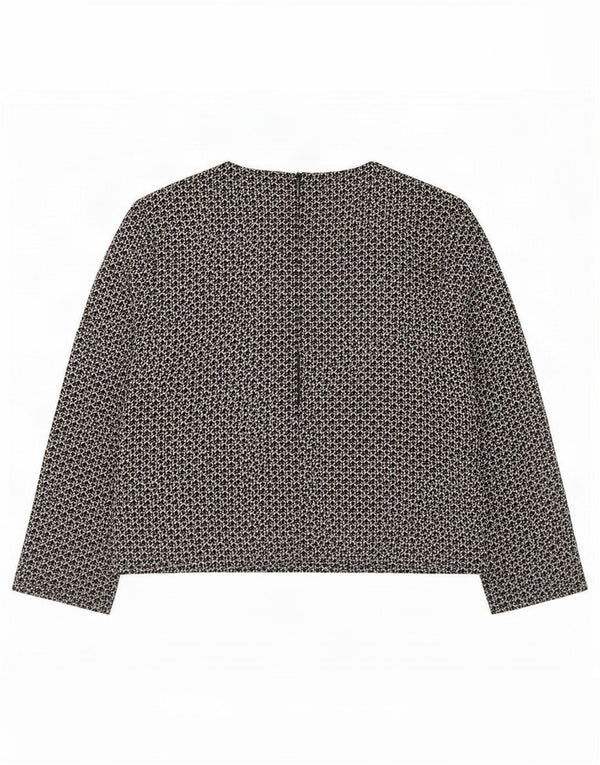 Zara Damen Langarm-Blusenoberteil UK 16 Large Schwarz Geometrisch