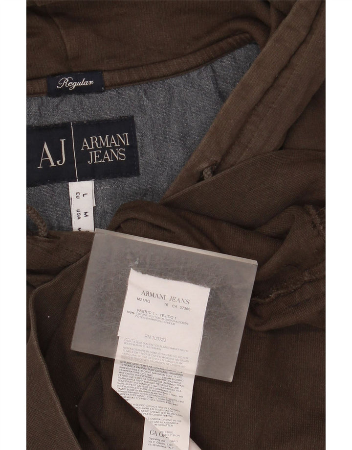 Armani Jeans Herren-Kapuzenpullover mit normaler Passform, Knopfkragen, mittlere Khaki-Baumwolle