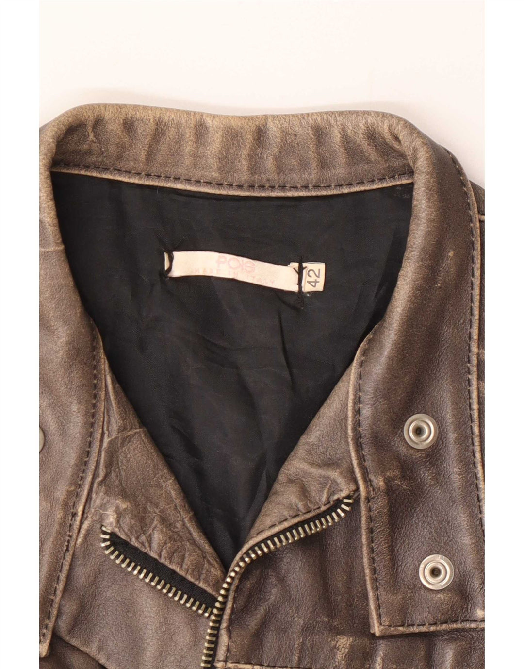 Vintage Damen Crop Leder Racer Jacke IT 42 Mittelbraun