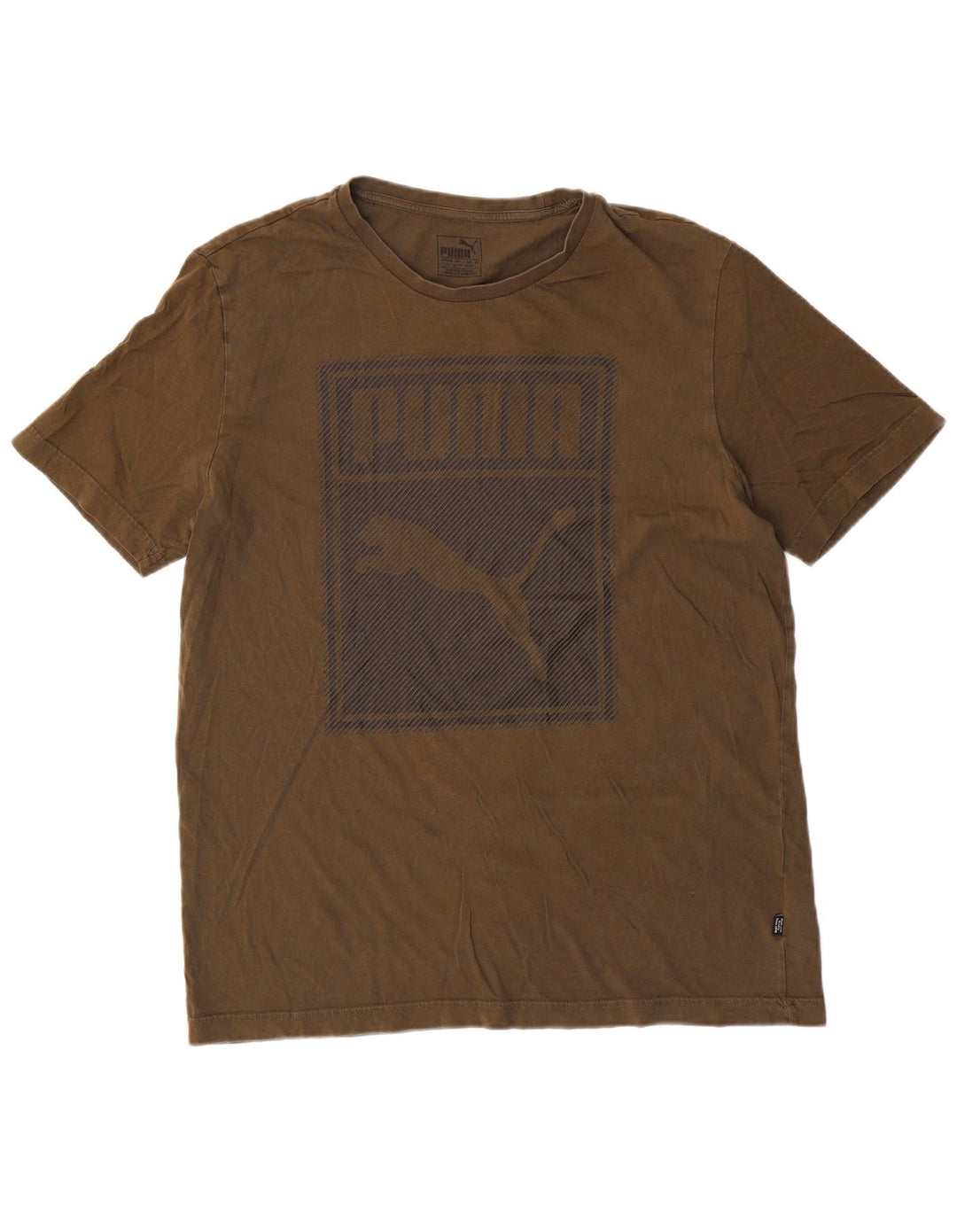 Puma Herren Grafik-T-Shirt-Oberteil, groß, grüne Baumwolle