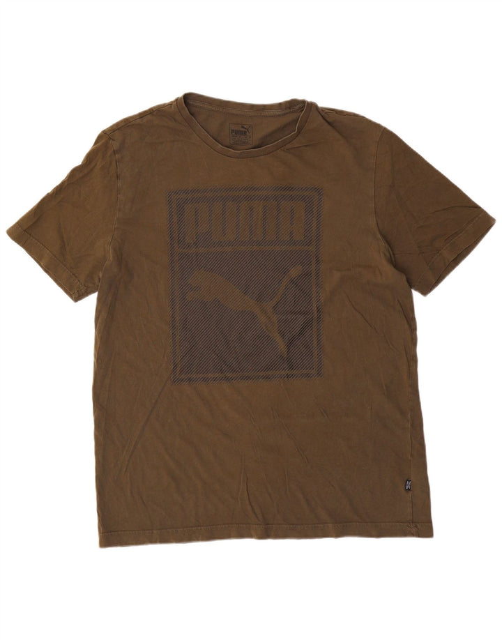 Puma Herren Grafik-T-Shirt-Oberteil, groß, grüne Baumwolle