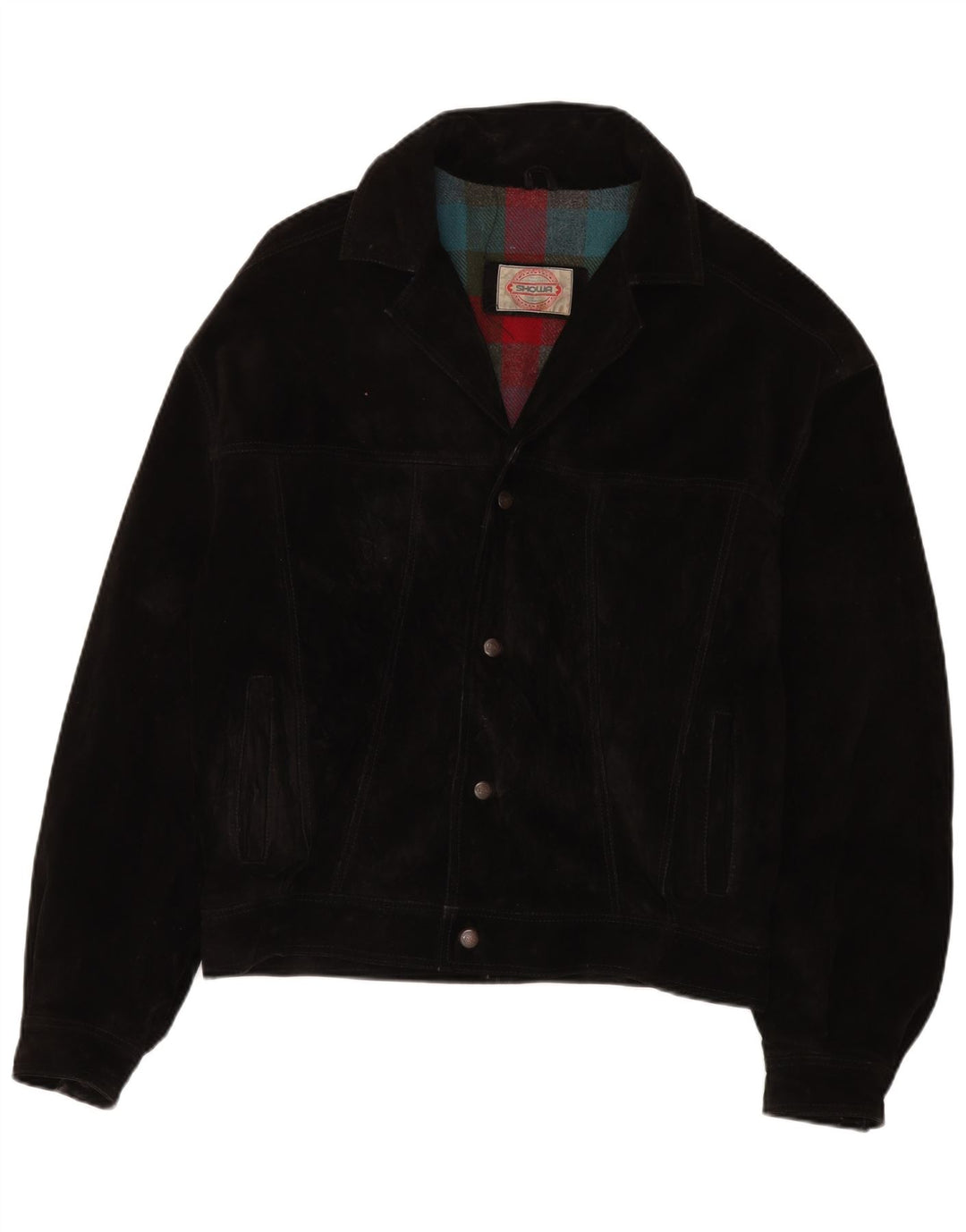 Vintage Herren Wildleder Bomberjacke IT 50 Großes schwarzes Leder