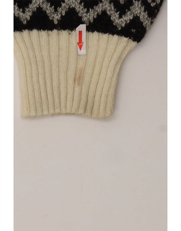 Vintage Herren Pullover mit V-Ausschnitt, Mittelweiß, geometrisch