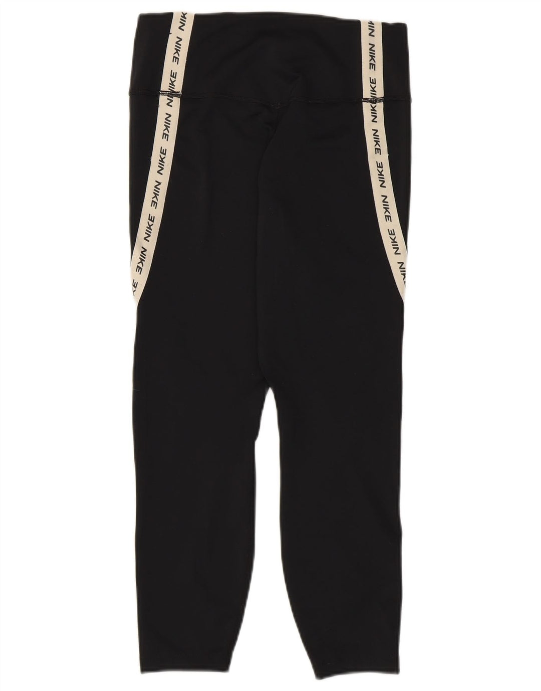 NIKE Womens Dri Fit Graphic Capri Leggings UK 12 Medium Black Colourblock