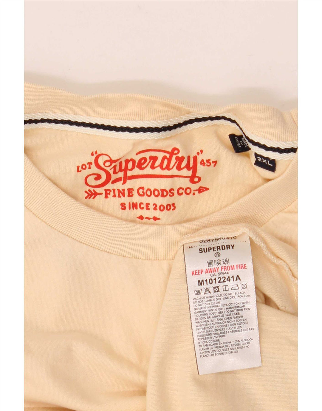 Superdry Herren T-Shirt Top 2XL Beige Baumwolle