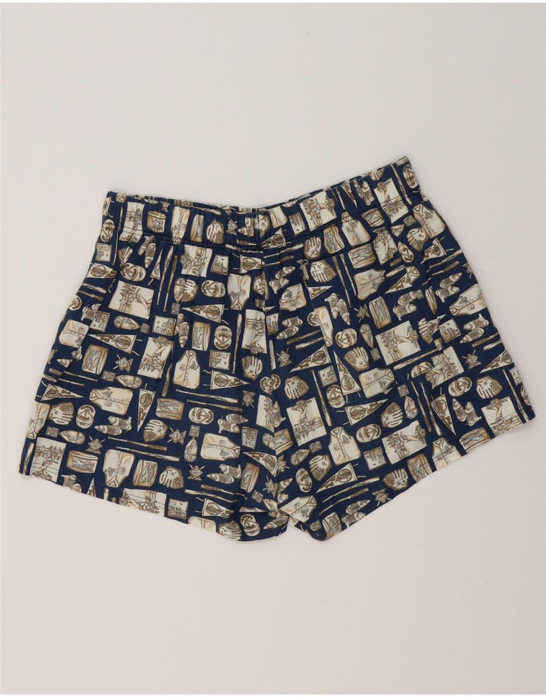 VINTAGE Herren-Badeshorts, groß, marineblau, geometrisch