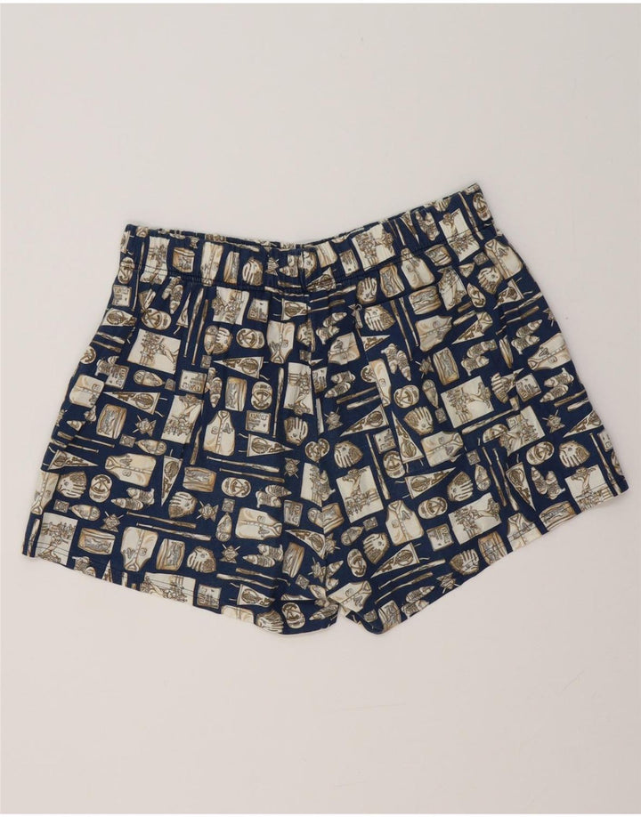 VINTAGE Herren-Badeshorts, groß, marineblau, geometrisch