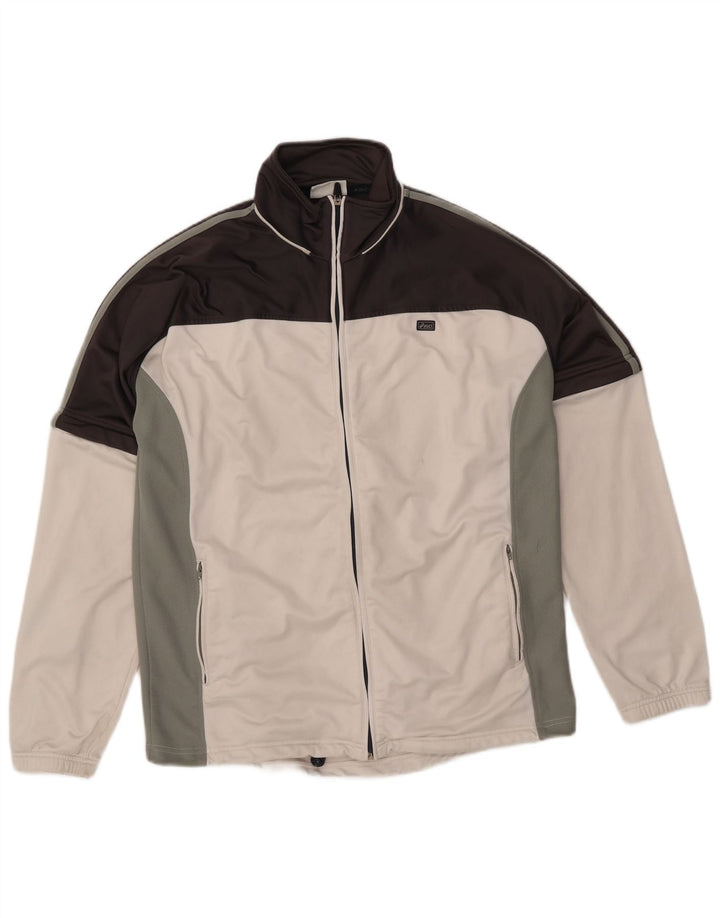 Asics Herren-Trainingsanzug-Top-Jacke, groß, weiß, Farbblock