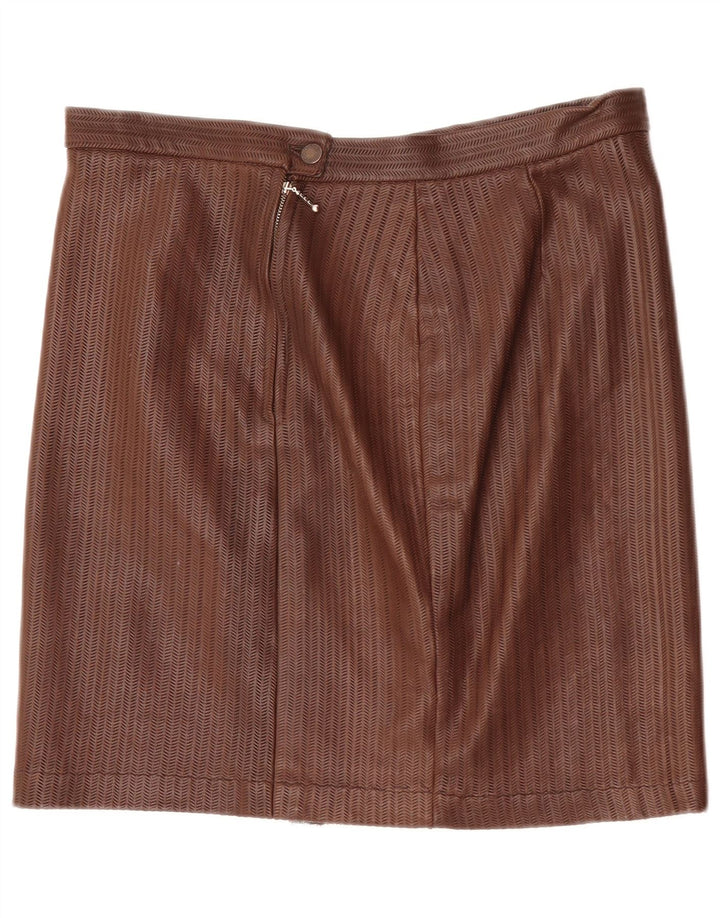 Vintage Damen Lederrock W34 Großer brauner Fischgrätenrock