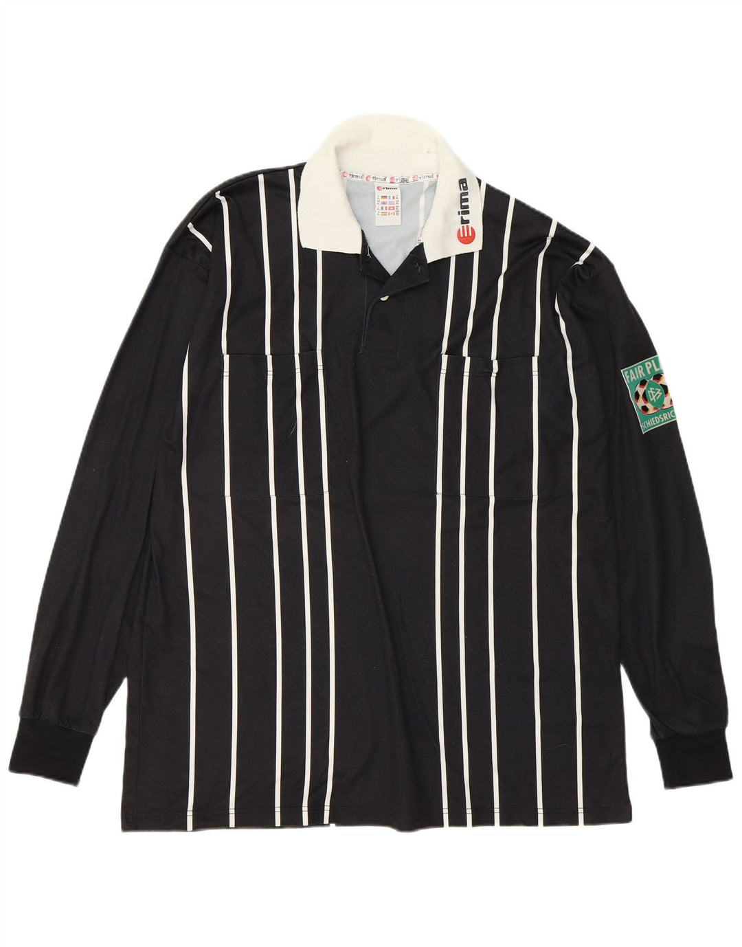 ERIMA Mens Long Sleeve Polo Shirt XL Black Striped Polyester