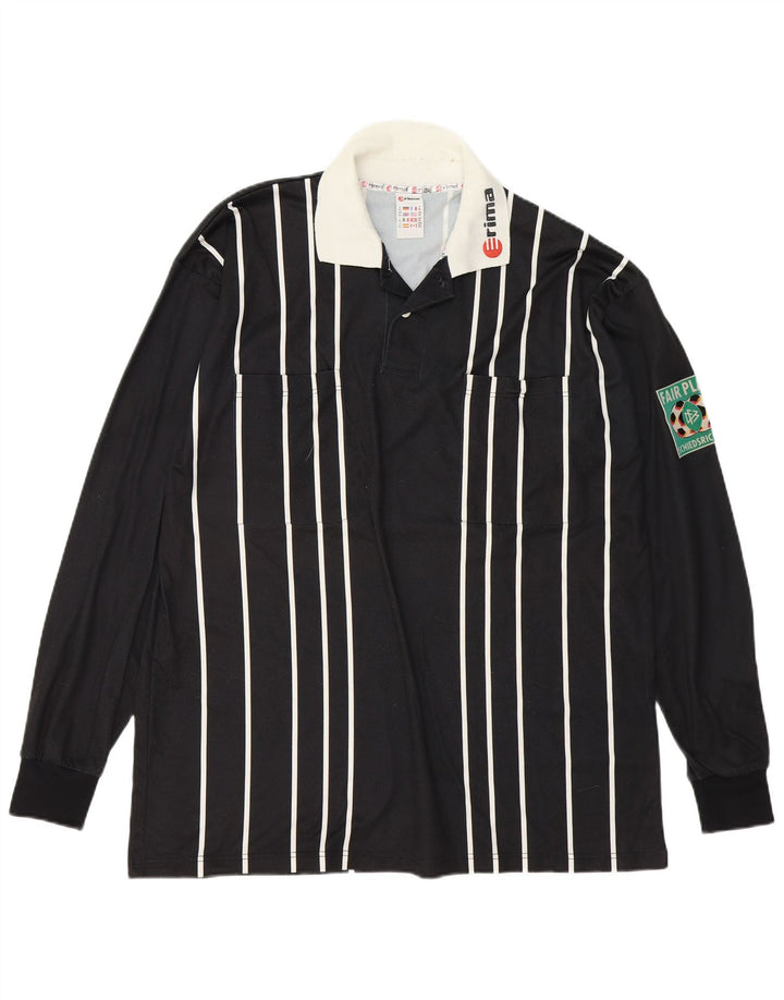 ERIMA Mens Long Sleeve Polo Shirt XL Black Striped Polyester