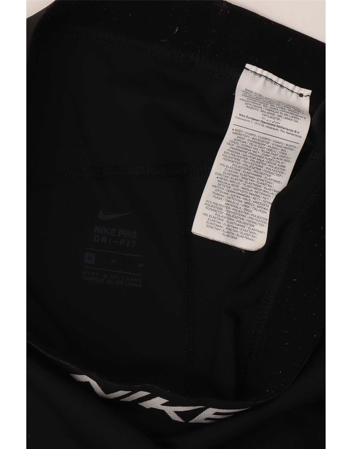 Nike Womens Dri Fit Graphic Crop Leggings UK 12 Mittelschwarzes Polyester