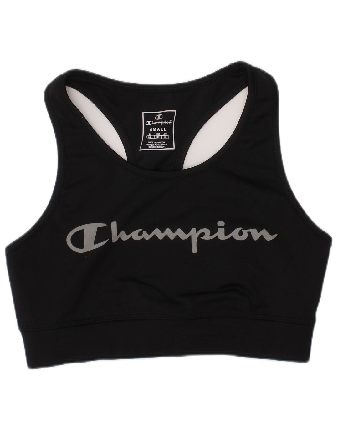 Champion Damen Sport-BH mit Grafik, Größe S, Schwarz, Sport