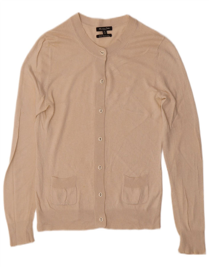 Massimo Dutti Damen Strickjacke UK 12 Mittelbeige Seide