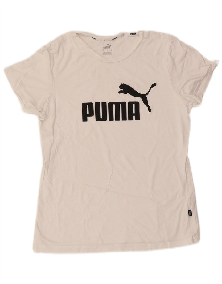 Puma Damen Graphic T-Shirt Top UK 12 Medium Weiß