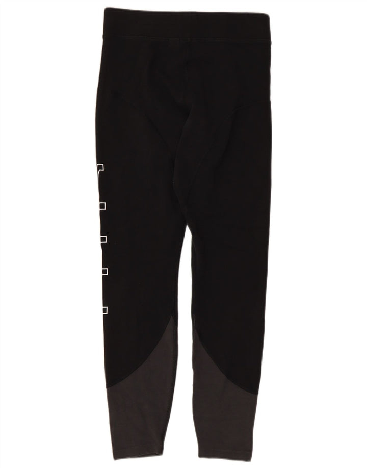 Nike Womens Graphic Leggings UK 12 Mittelschwarze Colourblock-Baumwolle