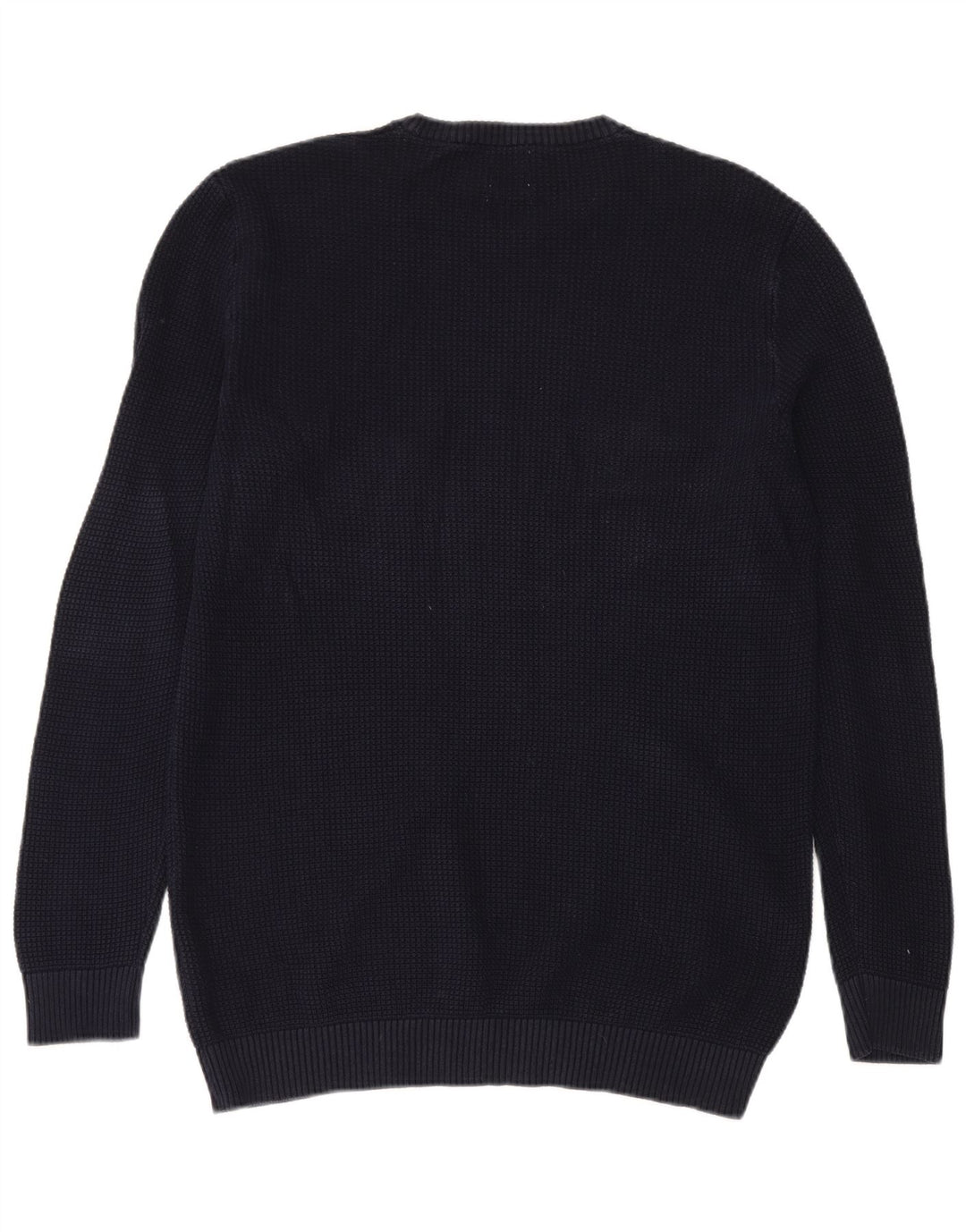Zara Herren-Pullover mit Rundhalsausschnitt, groß, marineblaue Baumwolle