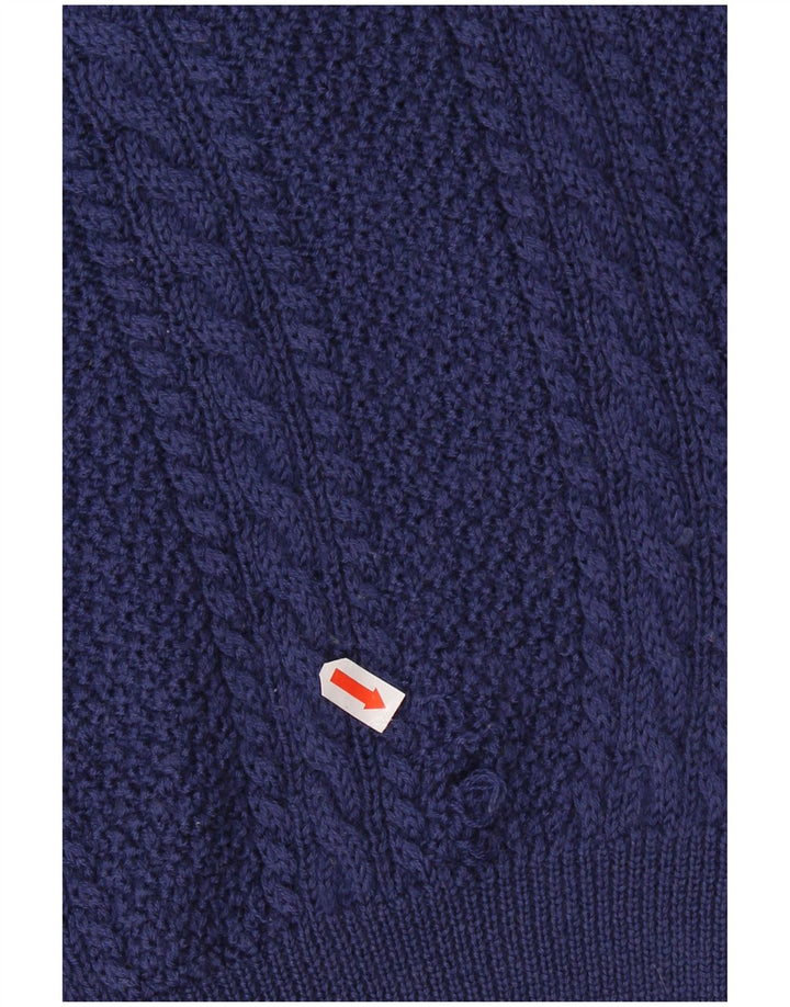 VINTAGE Herren-Pullover mit Rundhalsausschnitt, XL, marineblaue Schurwolle