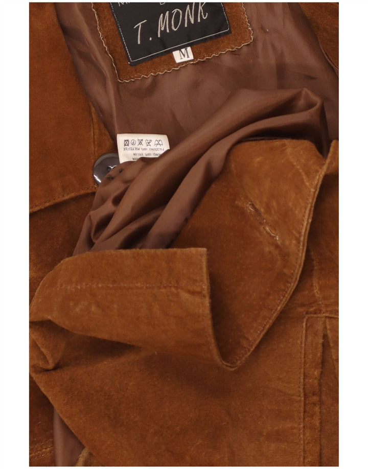 Vintage Herren 3-Knopf-Wildleder-Blazerjacke UK 38 Mittelbraunes Leder