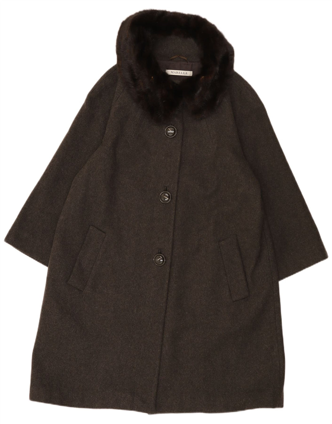 Marella Womens Loose Fit Overcoat UK 14 Große graue Wolle