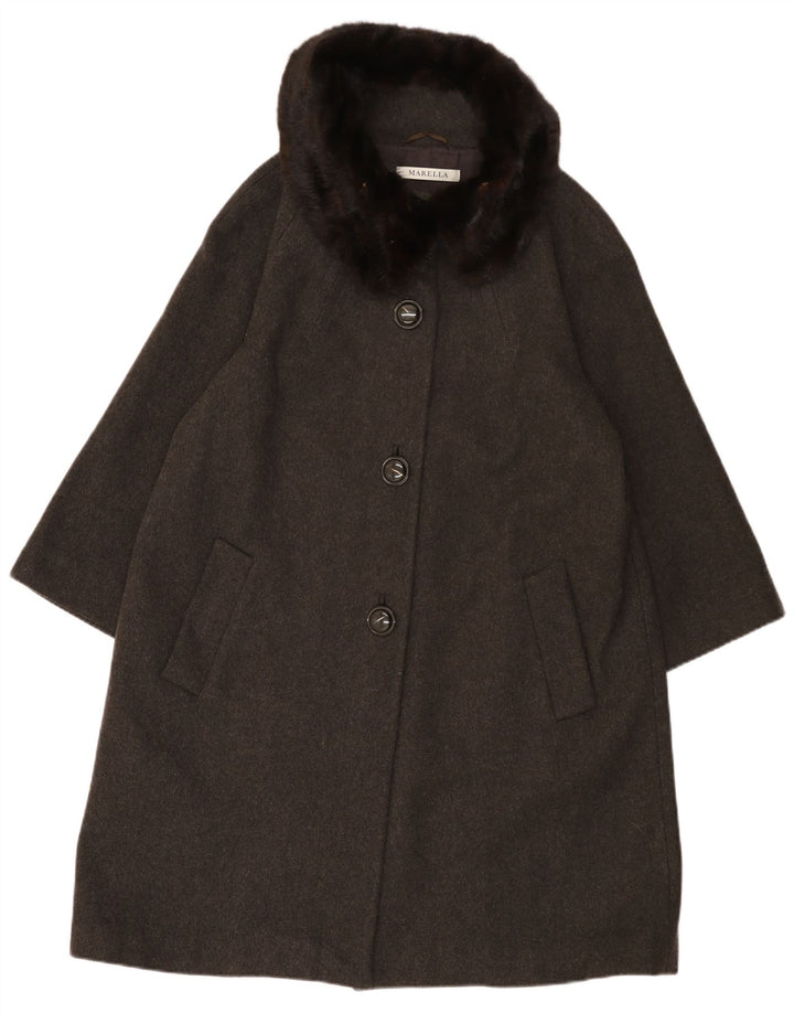 Marella Womens Loose Fit Overcoat UK 14 Große graue Wolle