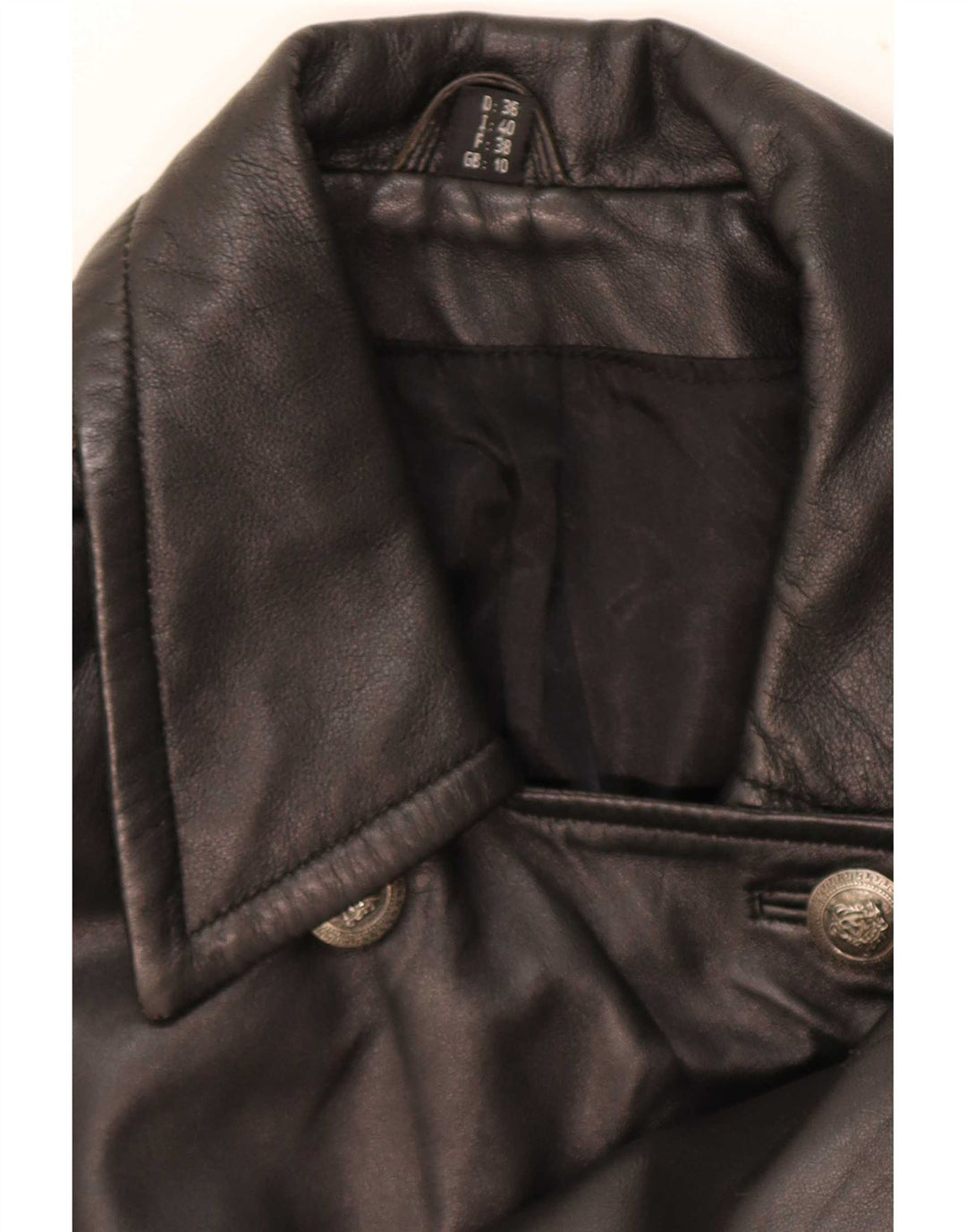 Vintage Damen Ledermantel UK 10 Small Schwarz