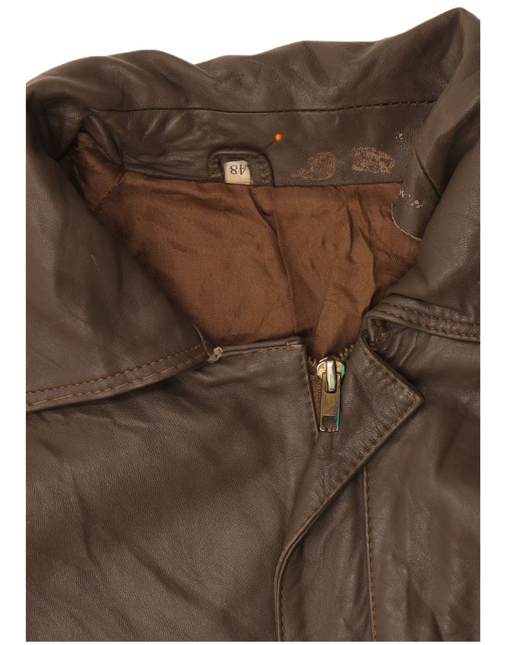 VINTAGE Herren Lederjacke IT 48 Mittelbraun