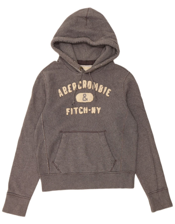 Abercrombie & Fitch Damen-Kapuzenpullover mit Grafik, UK 14, Mittelgrau