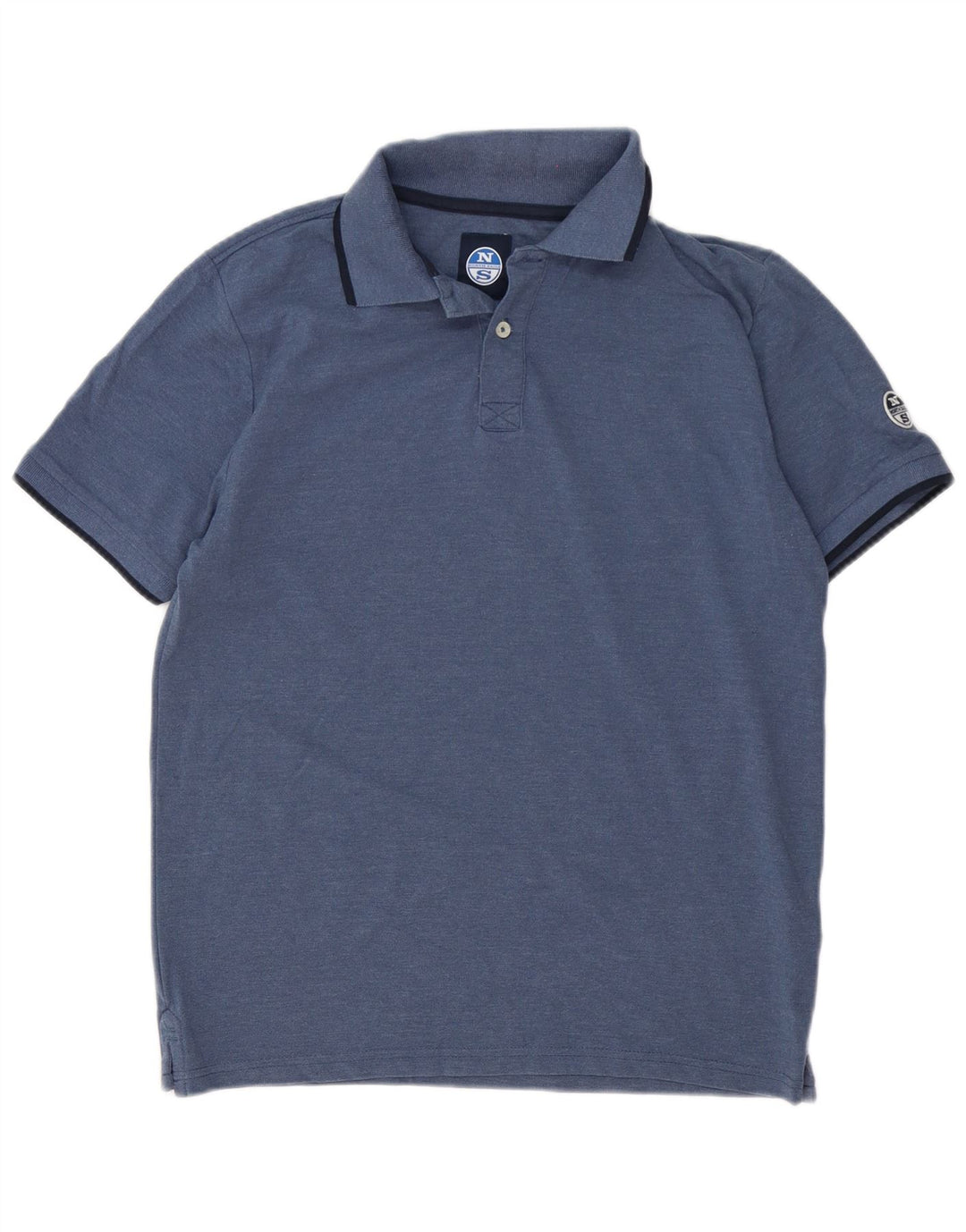 North Sails Herren-Poloshirt aus mittelblauer, gestreifter Baumwolle