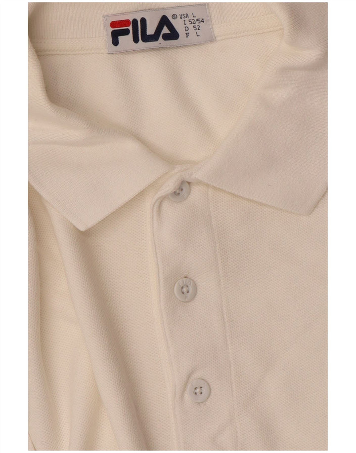 FILA Mens Polo Shirt IT 52/54 Large White Cotton