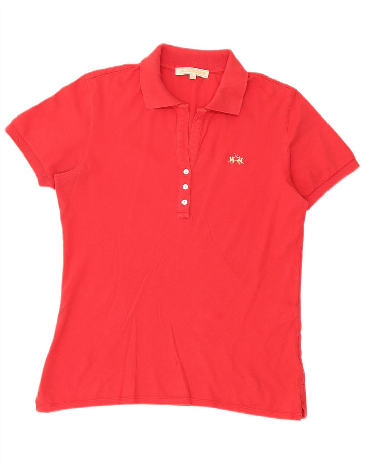 La Martina Damen Pullover-Hemd UK 18 XL Rote Baumwolle