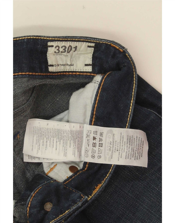 G-Star Damen 3301 Slim Jeans W26 L32 Blaue Baumwolle