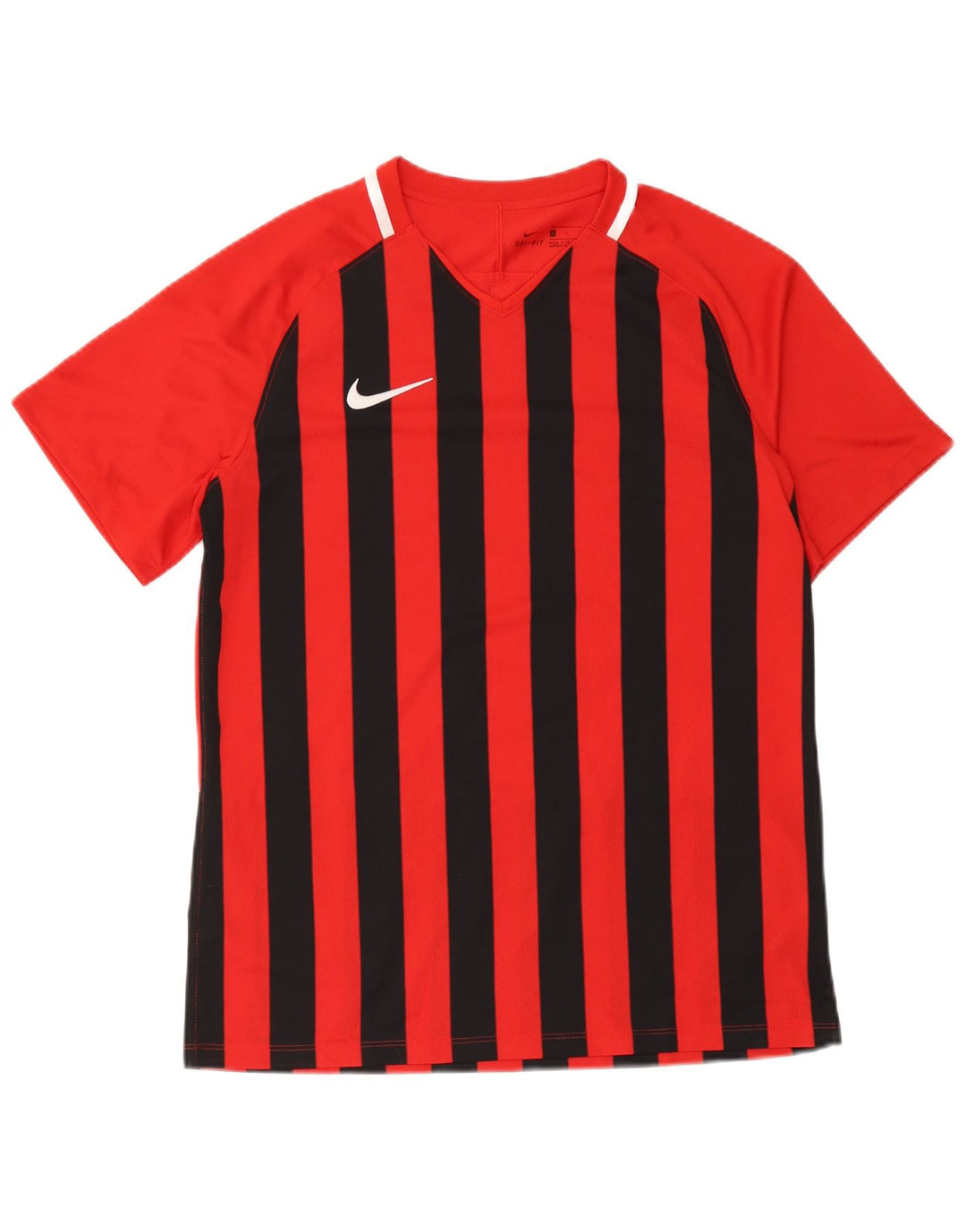 Nike Herren Dri Fit T-Shirt-Oberteil, großes, rot gestreiftes Polyester