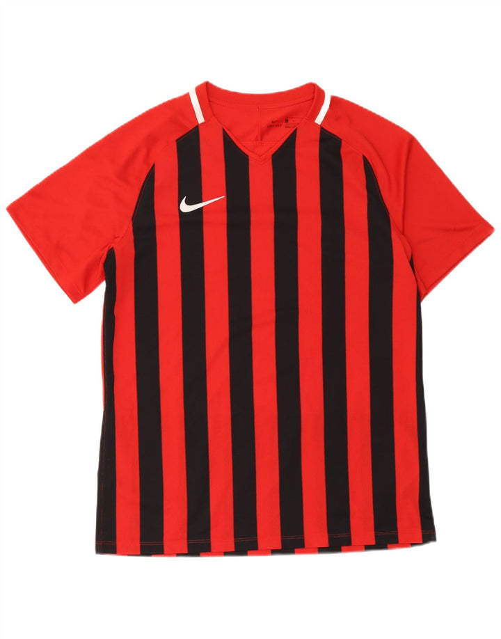 Nike Herren Dri Fit T-Shirt-Oberteil, großes, rot gestreiftes Polyester