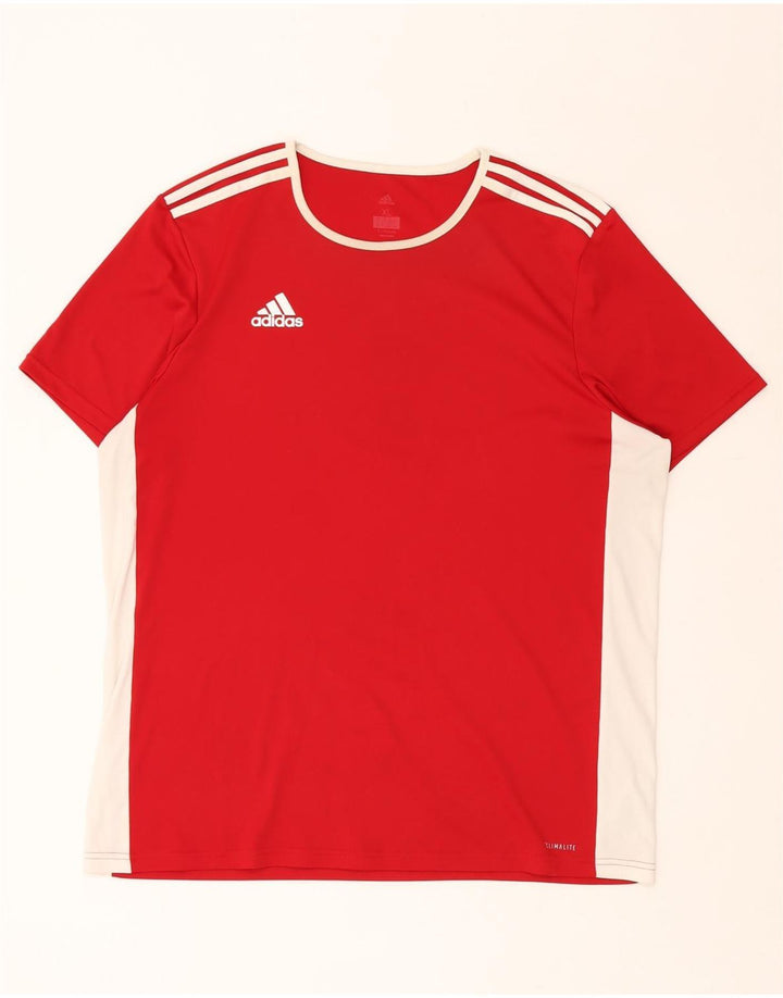 ADIDAS Herren Climalite T-Shirt Top XL Rot Colourblock Polyester