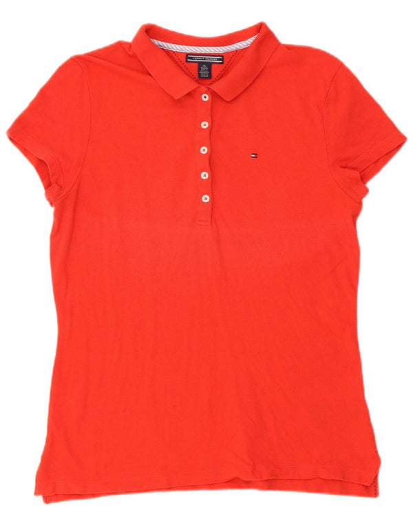 Tommy Hilfiger Damen Kurzarm-Poloshirt mit normaler Passform, UK 18, XL, Rot