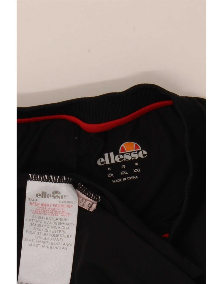 Ellesse Herren-Poloshirt 2XL, schwarzes Colourblock-Polyester
