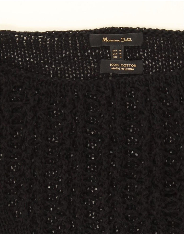 Massimo Dutti Damen Übergroßer Pullover mit U-Boot-Ausschnitt, UK 14, Mittelschwarz