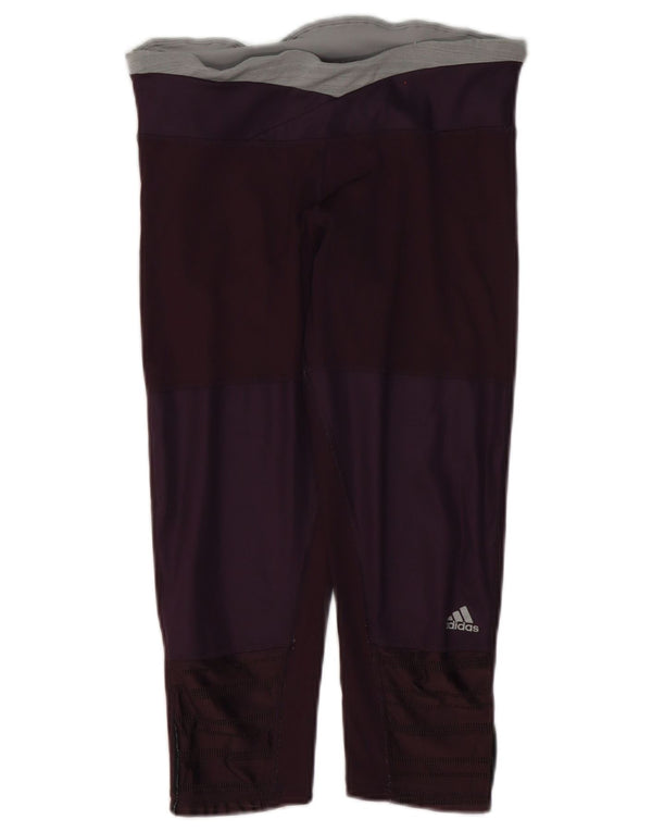 Adidas Damen Capri-Leggings UK 8/10 Small Lila Colourblock Polyester
